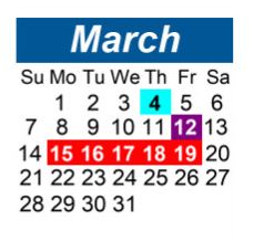 District School Academic Calendar for Hillside Junior High School for March 2027