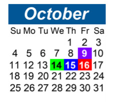 District School Academic Calendar for Hillside Junior High School for October 2026