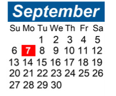 District School Academic Calendar for Hillside Junior High School for September 2026