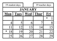District School Academic Calendar for J. Marion Roynon Elementary for January 2027