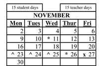 District School Academic Calendar for J. Marion Roynon Elementary for November 2026