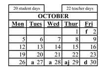 District School Academic Calendar for J. Marion Roynon Elementary for October 2026