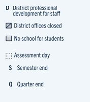 District School Academic Calendar Legend for Ryan Elementary School