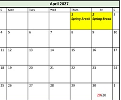 District School Academic Calendar for Fielding School for April 2027