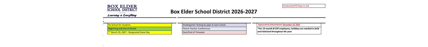 District School Academic Calendar Key for Fielding School