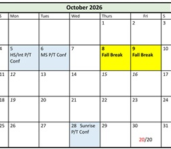 District School Academic Calendar for Fielding School for October 2026