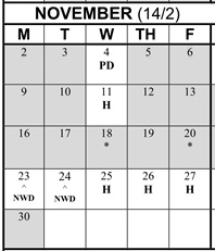 District School Academic Calendar for Brentwood Elementary for November 2026