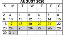 District School Academic Calendar for Avery's Creek Elementary for August 2026