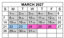District School Academic Calendar for Avery's Creek Elementary for March 2027