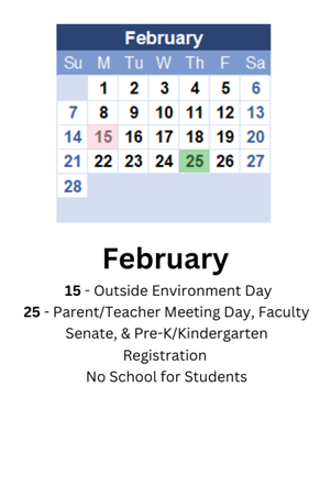 District School Academic Calendar for Martha Elementary School for February 2027