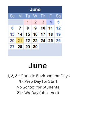 District School Academic Calendar for Martha Elementary School for June 2027