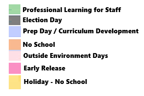 District School Academic Calendar Legend for Martha Elementary School