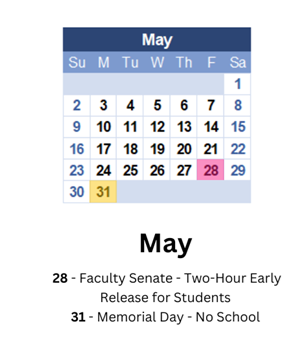 District School Academic Calendar for Martha Elementary School for May 2027