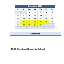 District School Academic Calendar for Lewiston School for December 2026