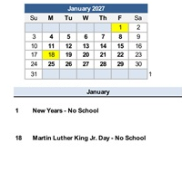 District School Academic Calendar for Lewiston School for January 2027