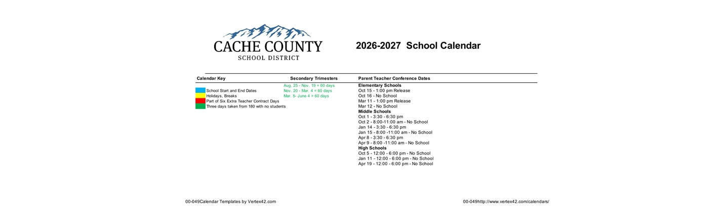District School Academic Calendar Key for Lewiston School