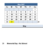 District School Academic Calendar for Lewiston School for May 2027