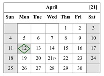 District School Academic Calendar for Calaveras Educational Transitions 7-12 for April 2027