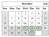 District School Academic Calendar for Calaveras Educational Transitions 7-12 for December 2026