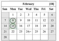 District School Academic Calendar for Calaveras Educational Transitions 7-12 for February 2027