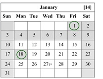 District School Academic Calendar for Calaveras Educational Transitions 7-12 for January 2027