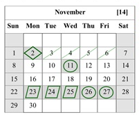 District School Academic Calendar for Calaveras Educational Transitions 7-12 for November 2026