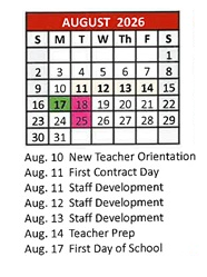 District School Academic Calendar for Cesar Chavez Elementary for August 2026