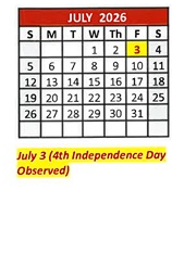 District School Academic Calendar for Cesar Chavez Elementary for July 2026