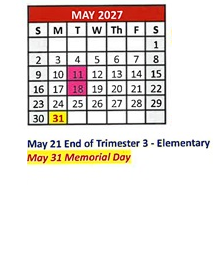 District School Academic Calendar for Cesar Chavez Elementary for May 2027