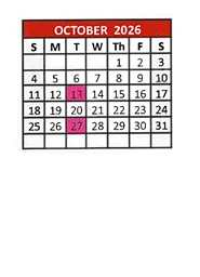 District School Academic Calendar for Cesar Chavez Elementary for October 2026