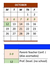 District School Academic Calendar for Marshall Lane Elementary for October 2026