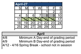 District School Academic Calendar for Leigh High for April 2027