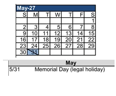 District School Academic Calendar for Leigh High for May 2027