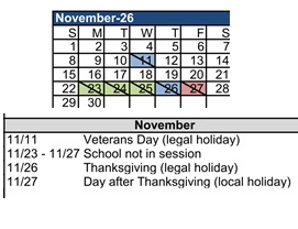 District School Academic Calendar for Leigh High for November 2026