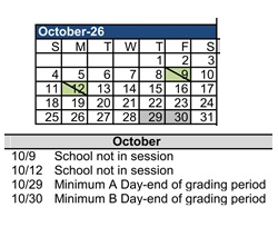 District School Academic Calendar for Leigh High for October 2026