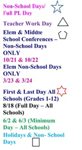 District School Academic Calendar Legend for Carson High School