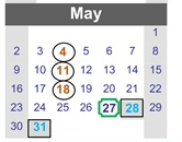 District School Academic Calendar for Carson High School for May 2027