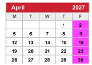 District School Academic Calendar for Desert Sands Sixth Grade Center for April 2027