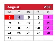 District School Academic Calendar for Desert Sands Sixth Grade Center for August 2026