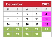 District School Academic Calendar for Desert Sands Sixth Grade Center for December 2026