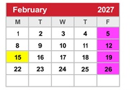 District School Academic Calendar for Desert Sands Sixth Grade Center for February 2027