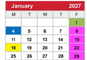District School Academic Calendar for Desert Sands Sixth Grade Center for January 2027
