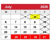District School Academic Calendar for Desert Sands Sixth Grade Center for July 2026