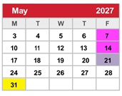 District School Academic Calendar for Desert Sands Sixth Grade Center for May 2027
