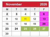 District School Academic Calendar for Desert Sands Sixth Grade Center for November 2026