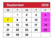 District School Academic Calendar for Desert Sands Sixth Grade Center for September 2026