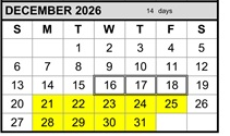 District School Academic Calendar for Chabot Elementary for December 2026