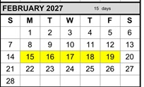 District School Academic Calendar for Chabot Elementary for February 2027
