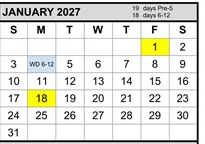 District School Academic Calendar for Chabot Elementary for January 2027