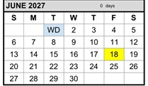 District School Academic Calendar for Chabot Elementary for June 2027
